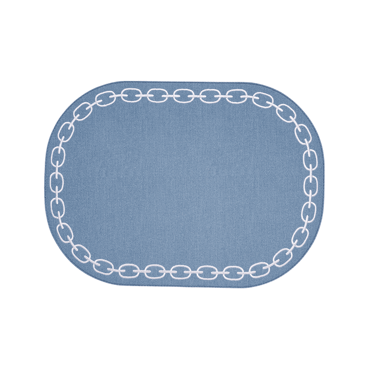 Arte Pelle Passion in Leather. OVAL PLACEMAT WITH EMBROIDERY CHAIN