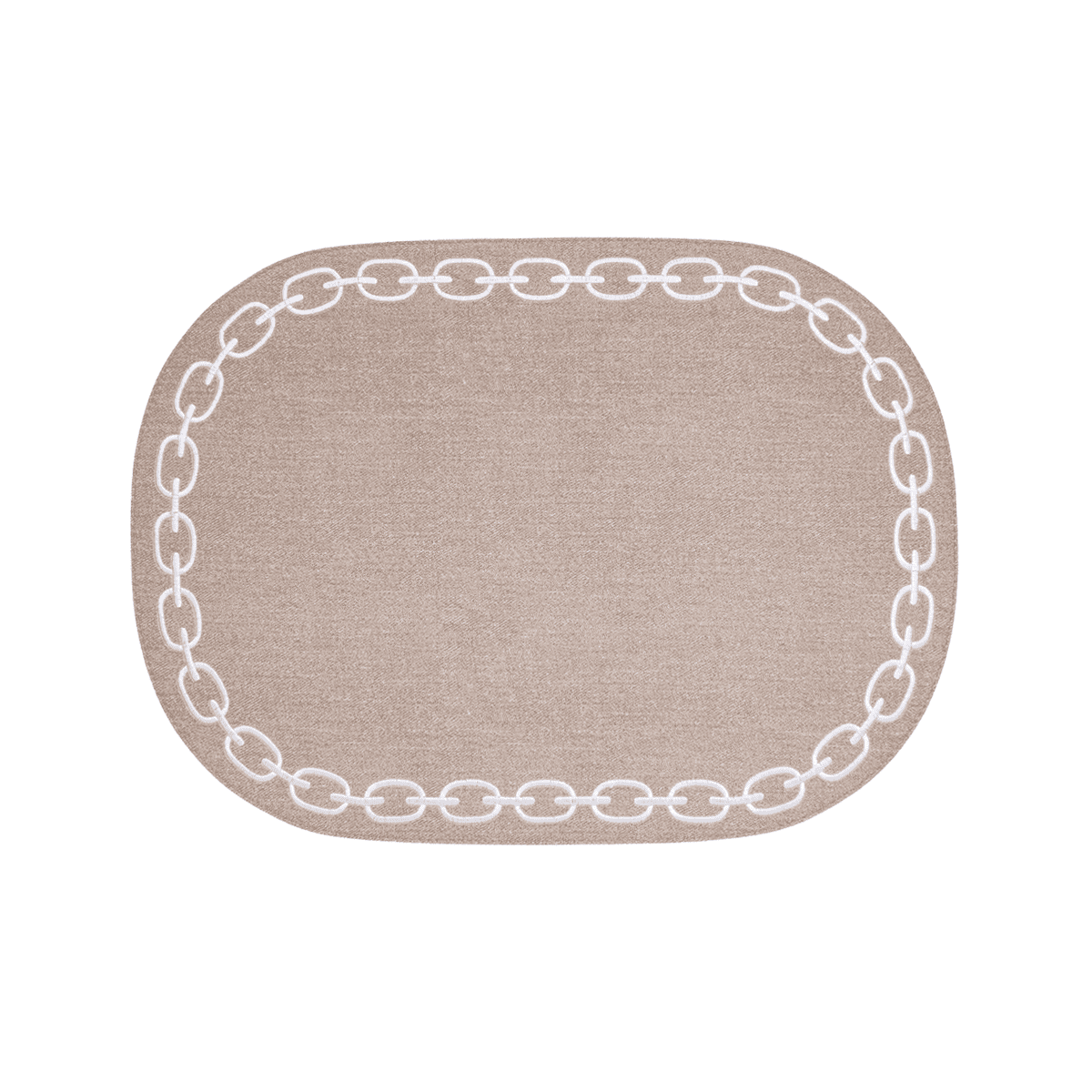 Arte Pelle Passion in Leather. OVAL PLACEMAT WITH EMBROIDERY CHAIN
