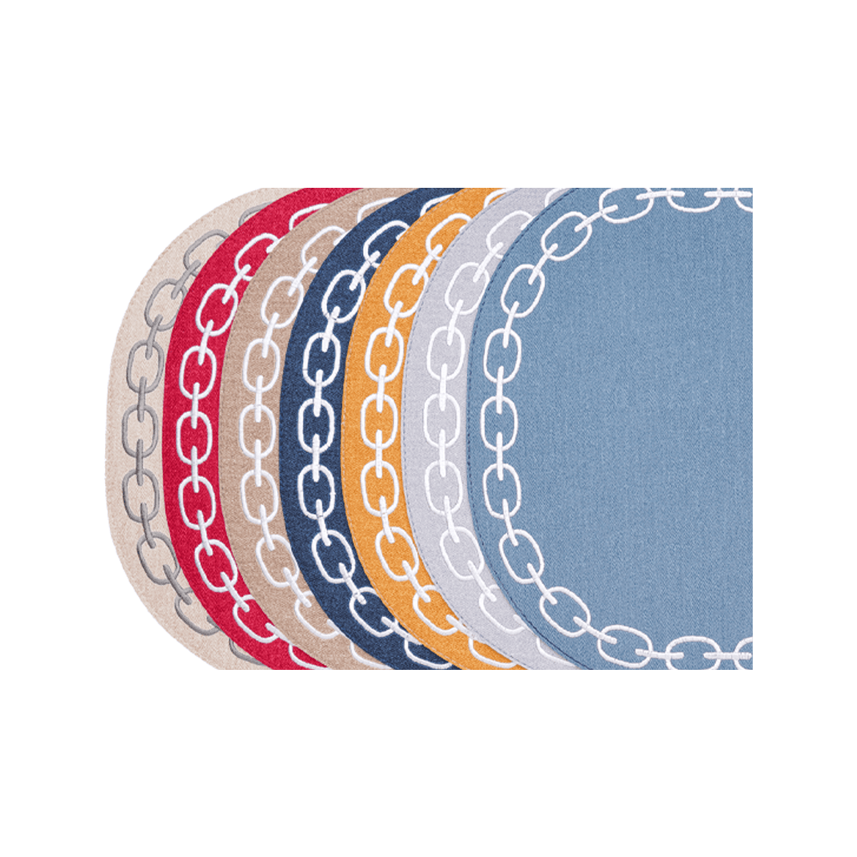 Arte Pelle Passion in Leather. OVAL PLACEMAT WITH EMBROIDERY CHAIN