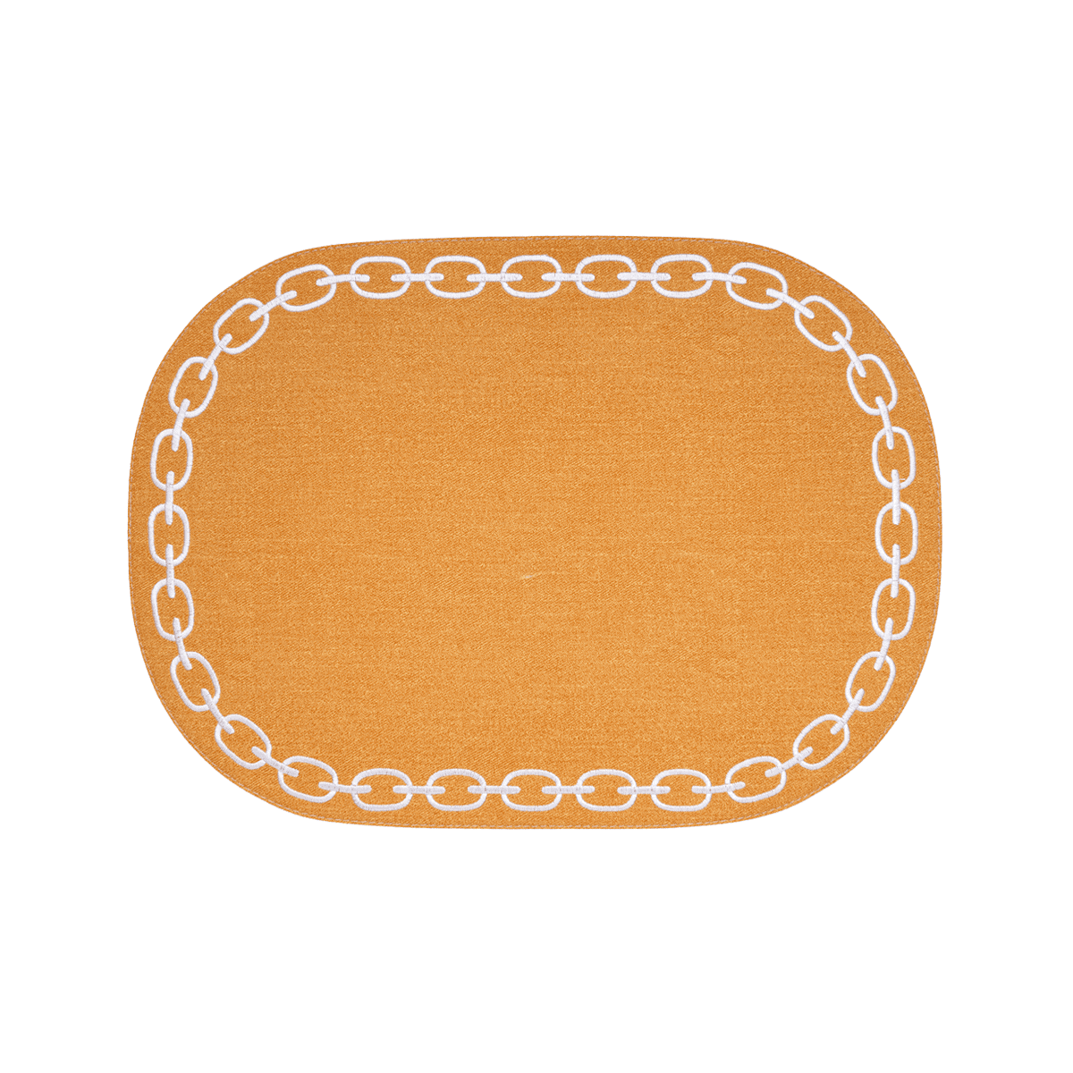 Arte Pelle Passion in Leather. OVAL PLACEMAT WITH EMBROIDERY CHAIN