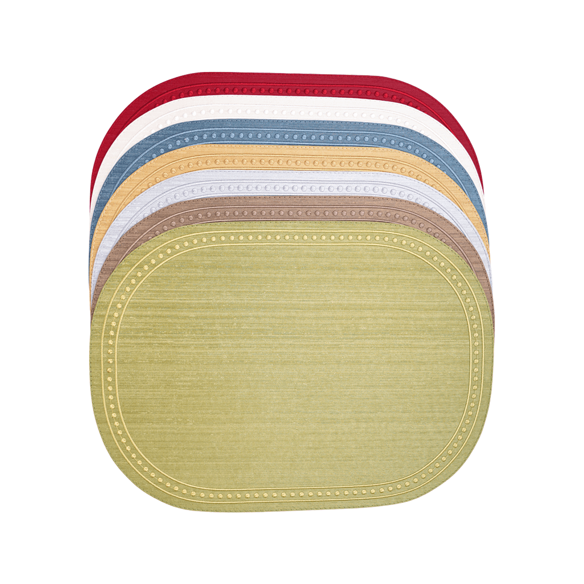 Arte Pelle Passion in Leather. OVAL PLACEMAT WEITH EMBROIDERY LINEDOT